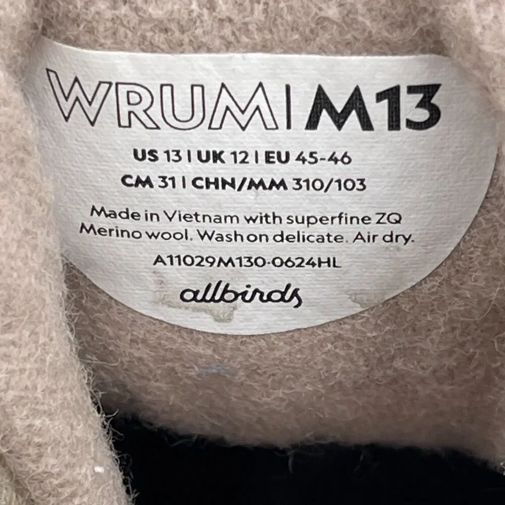 Allbirds Wool Runner-Up Mizzle Shoes Mens Size 13 Cream Comfort Casual Walking